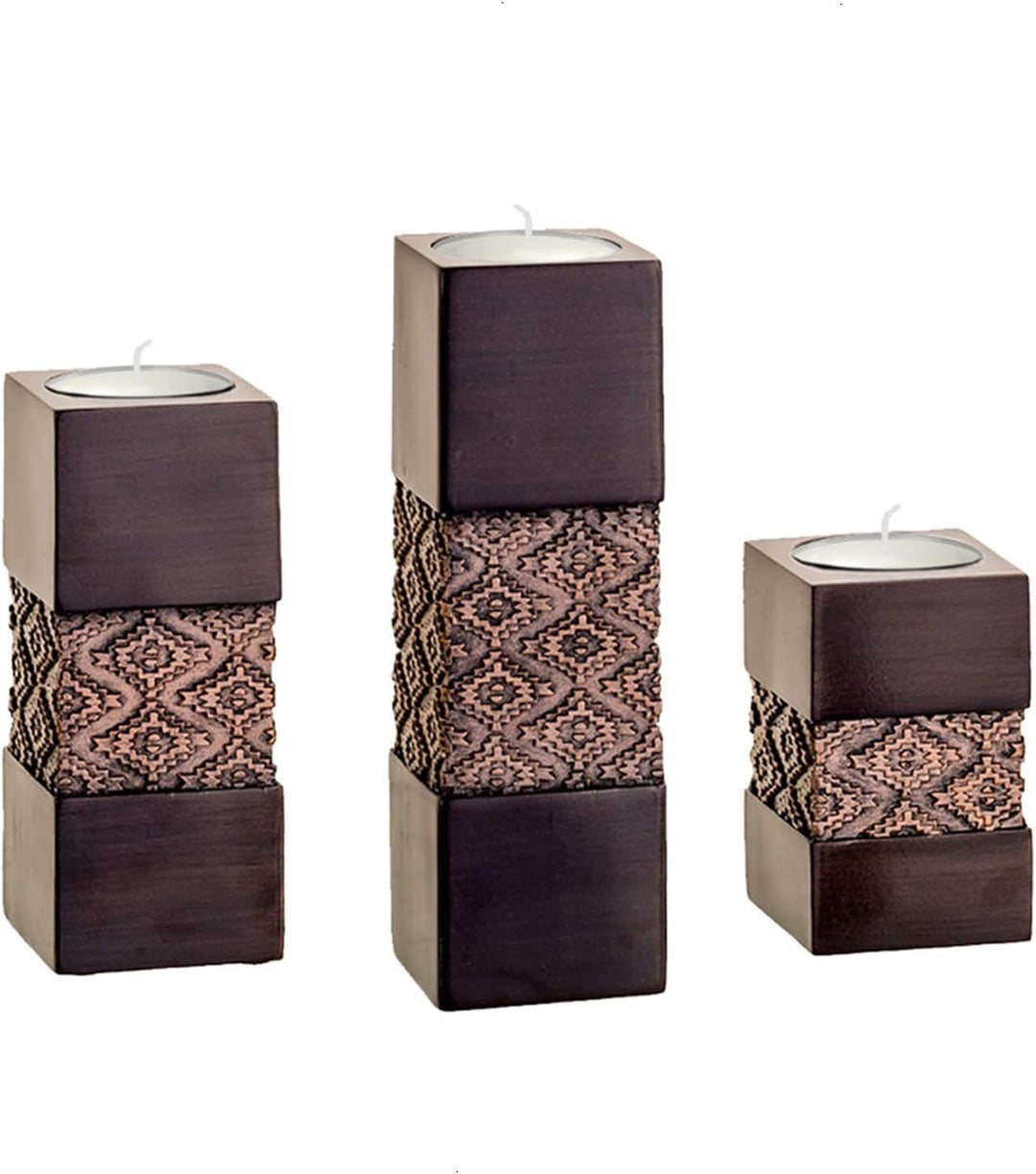 Teelichthalter, Tischdekoration, Geschenk-Set, 3 Stück, 5.1 x 5.1 cm x 8.1 cm, 11.9 cm, Tafelaufsätz
