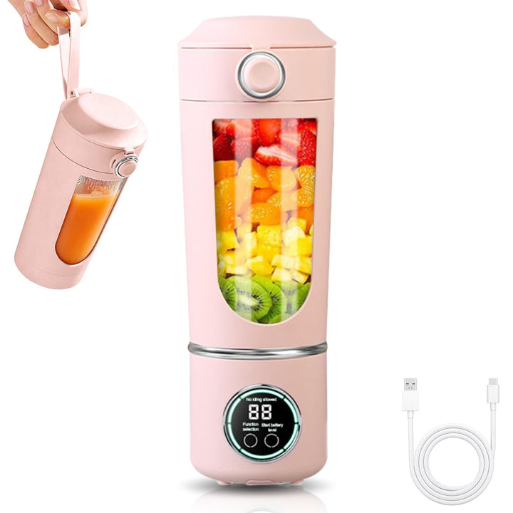 Tragbarer Mixer, Mini-Standmixer, kleiner Entsafter, Smoothie-Maker mit Silikon Strohhalm, USB Wiede