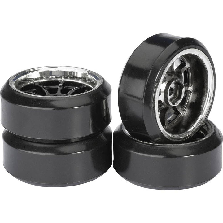 Absima - Wheel Set Drift LP 9 Spoke/Profile C Black/Chrome 1:10 (4 pcs) (2510045)