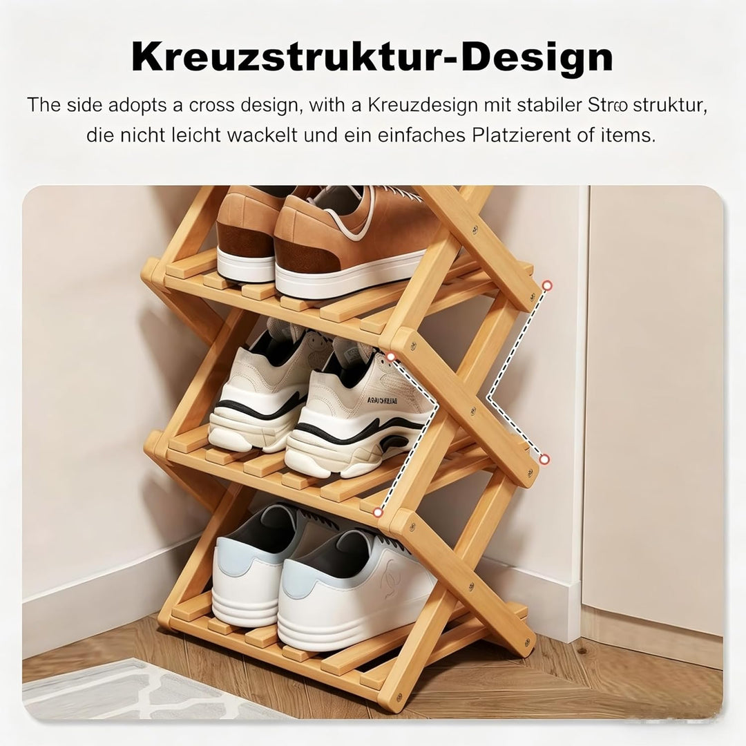 Schuhregal Platzsparend, Faltbares Schuhregal, 4 Ebenen, tragbar, ohne Installation, Schuhorganizer