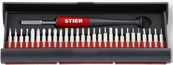 STIER Der STIER Feinmechaniker Schraubendrehersatz, 29-tlg, Präzisionsschraubendreher Set, Bits für
