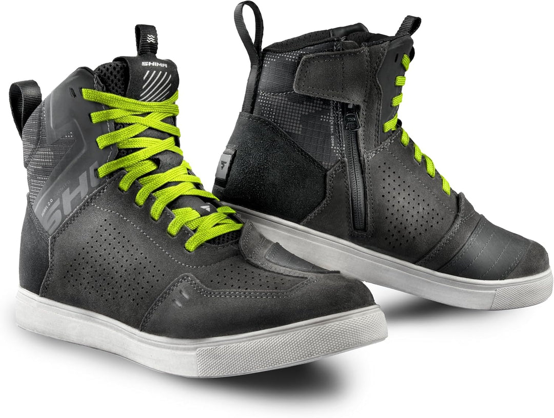 SHIMA Rebel 2.0 Motorrad Schuhe Herren Leder Belüftet Motorradstiefel Protektoren Sneaker Rutschfest