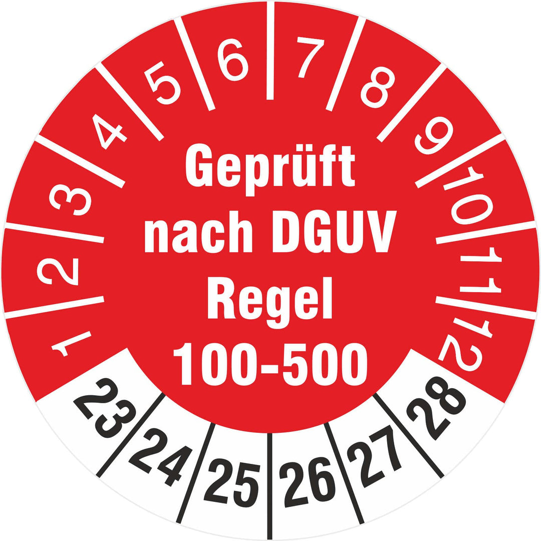 2500 Prüfetiketten geprüft nach DGUV Regel 100-500 2023-28 Prüfplaketten 30 mm 2500 30mm Durchmesser