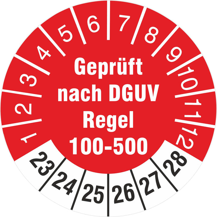 2500 Prüfetiketten geprüft nach DGUV Regel 100-500 2023-28 Prüfplaketten 30 mm 2500 30mm Durchmesser