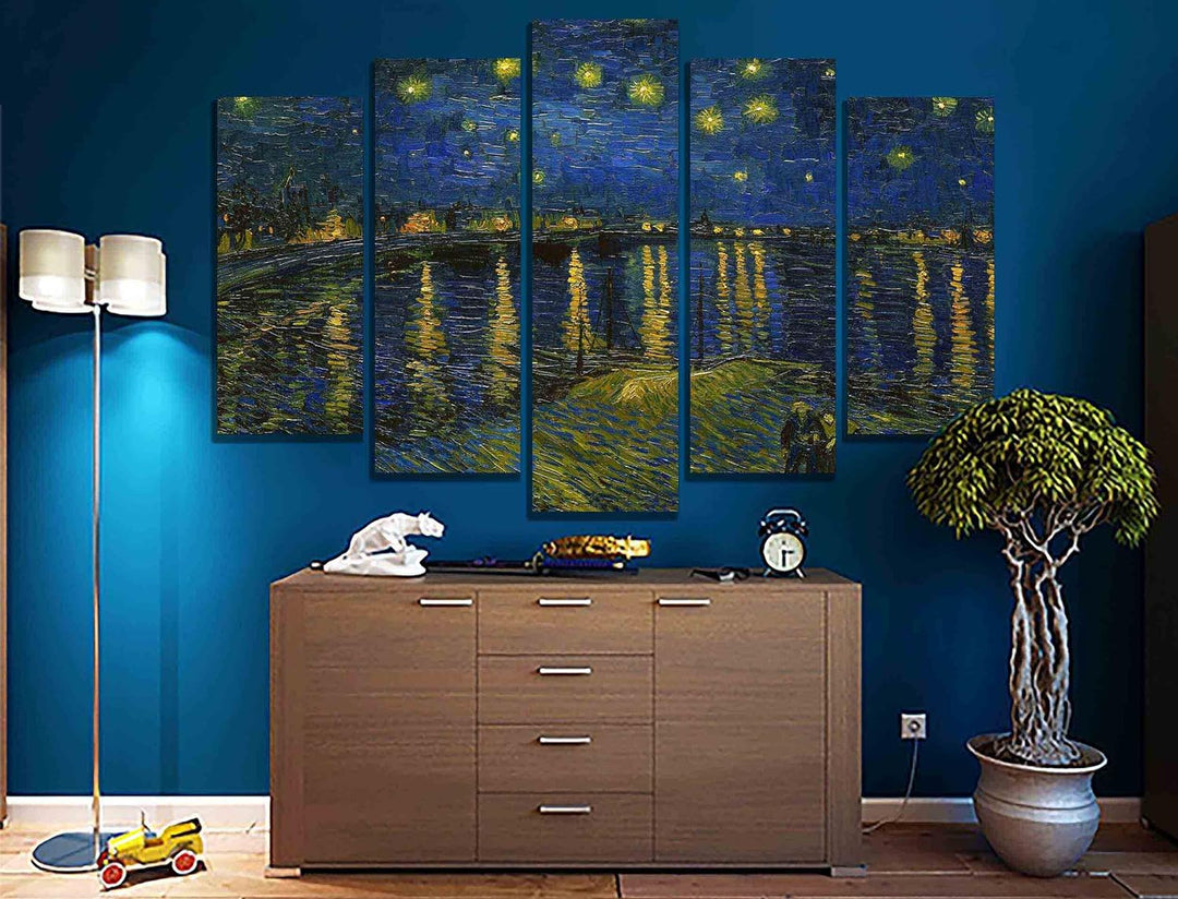 Vincent Van Gogh Kunstdruck auf Leinwand, Motiv Sternennacht über der Rhone, 112 x 61 cm 112cm x 61c