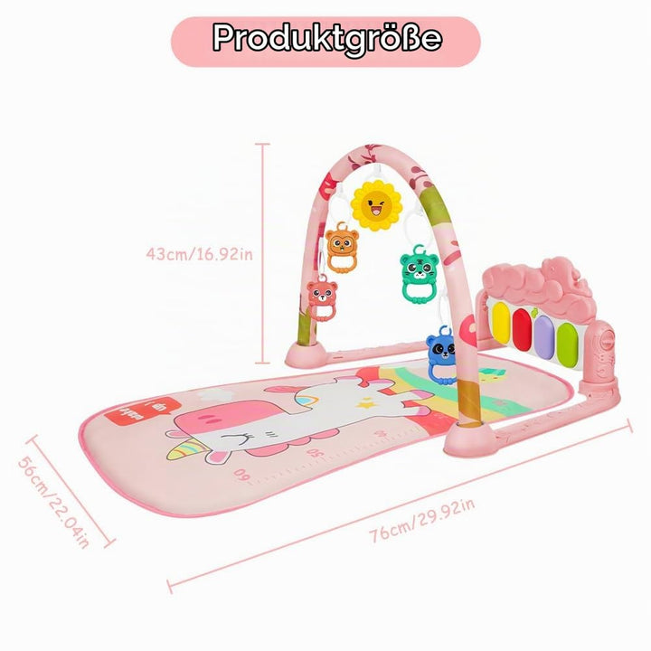 AOMIG Piano-Gym Spieldecke, Krabbeldecke mit Musik und Lichtern, Spielmatte mit Spielbogen abnehmbar