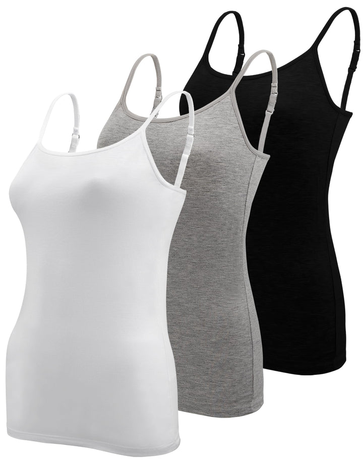 BQTQ 3 Stück Unterhemd Damen Basic Tank Top Ärmelloses Camisole Spaghettiträger Top mit Verstellbare