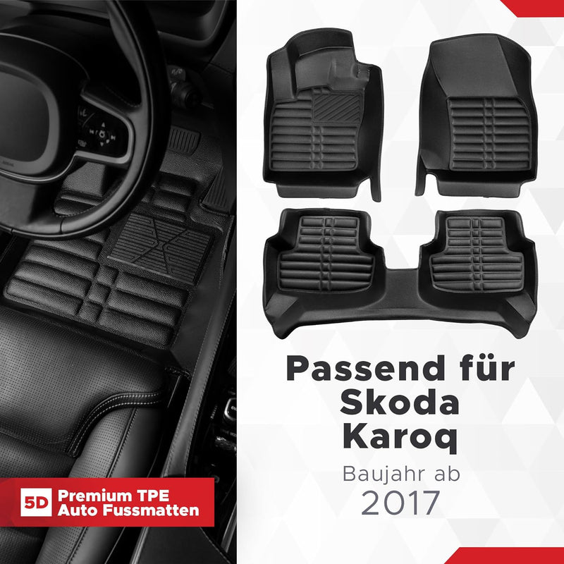 fussmattenprofi.com Auto Fussmatten Kompatibel mit Skoda Karoq Baujahr ab 2017 I 100% Passgenau Geru