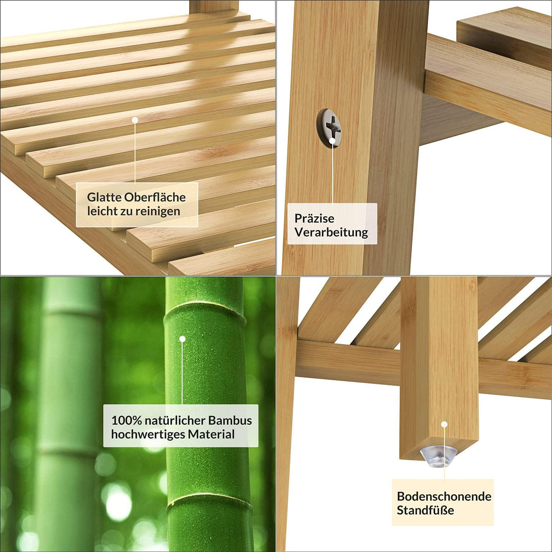 Casaria® Badezimmer Regal Bambus 5 Ablagen Belastbarkeit 40kg 140x33cm Bad Küche Kinderzimmer Wohnzi