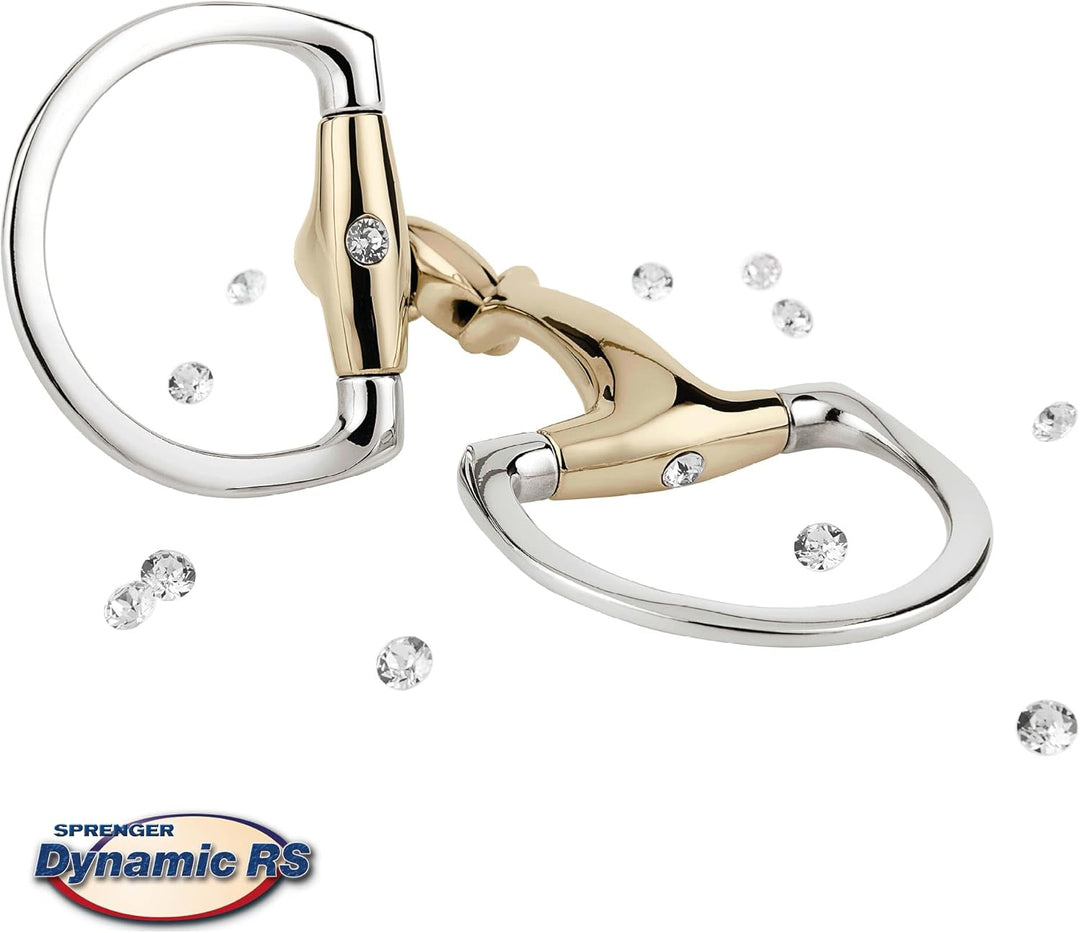 Sprenger Dynamic RS Olivenkopfgebiss mit D-förmigem Ring 16 mm doppelt gebrochen mit Glas-Kristall -