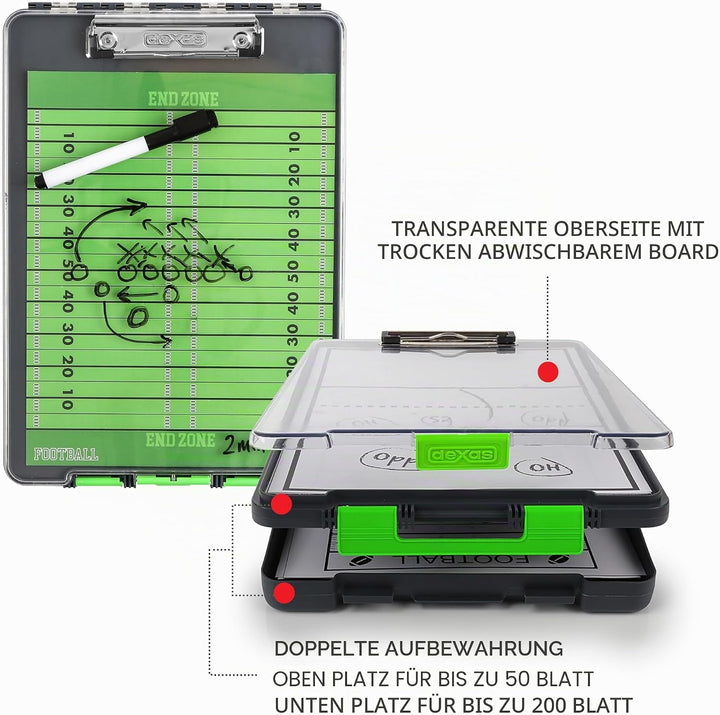 Dexas Clearview Clipcase Dry Erase Klemmbrett, 34 x 24 cm, Grün Grün Klemmbrett, Grün Klemmbret