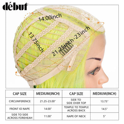 Début Lace Front Perücke für schwarze Damen Bob Perücke für weisse Damen Kunsthaar 24 cm 120g Natur