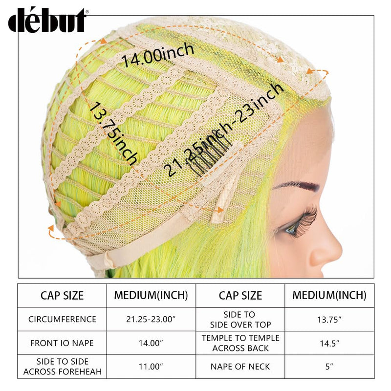 Début Lace Front Perücke für schwarze Damen Bob Perücke für weisse Damen Kunsthaar 24 cm 120g Natur