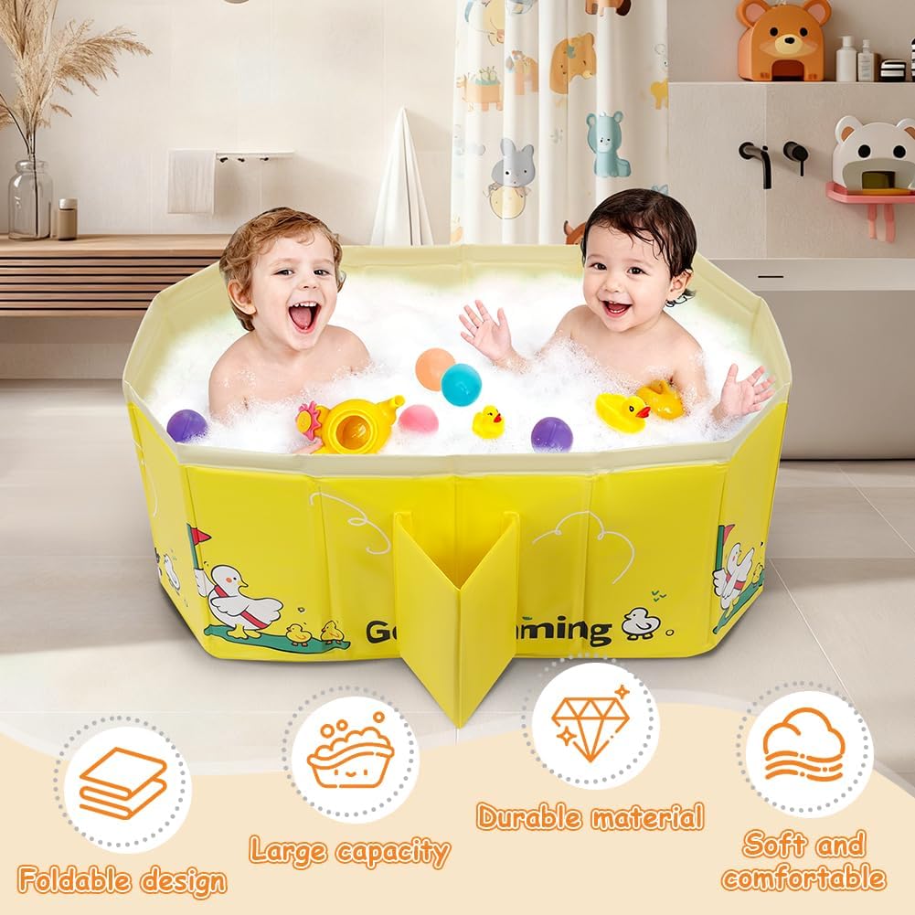 Faltbare Badewanne Kinder Tragbare Säuglings Badewanne Baby mit Ablassschraube Integrierte Tragbare