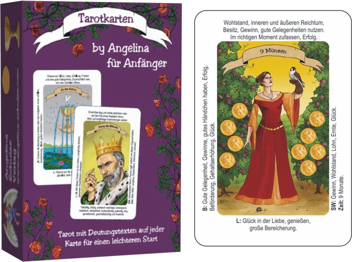 Tarotkarten by Angelina für Anfänger: Tarot mit Deutungstexten auf jeder Karte für einen leichteren
