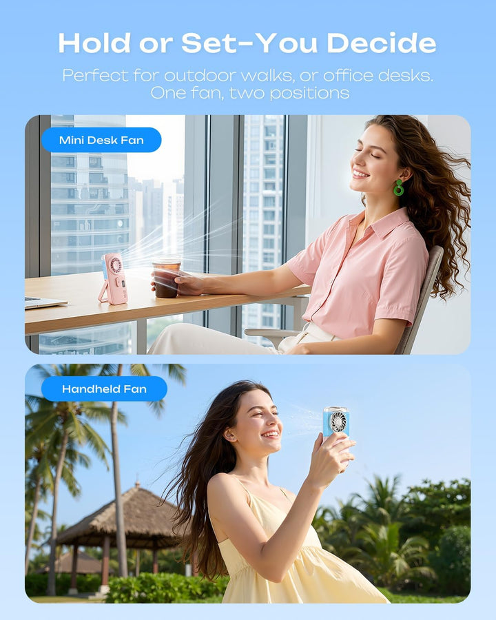 Otlonpe Handventilator Mit Wasserkühlung, 1200mAh Mini Hand Ventilator Akku Aufladbar Mit Wasser, 4