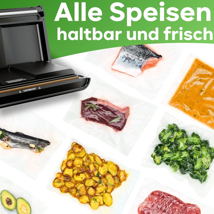 Profi Cook PC-VK 1080 Edelstahl-Vakuumiergerät, Vakuumierer, Lebensmittel bleiben vakuumiert bis zu
