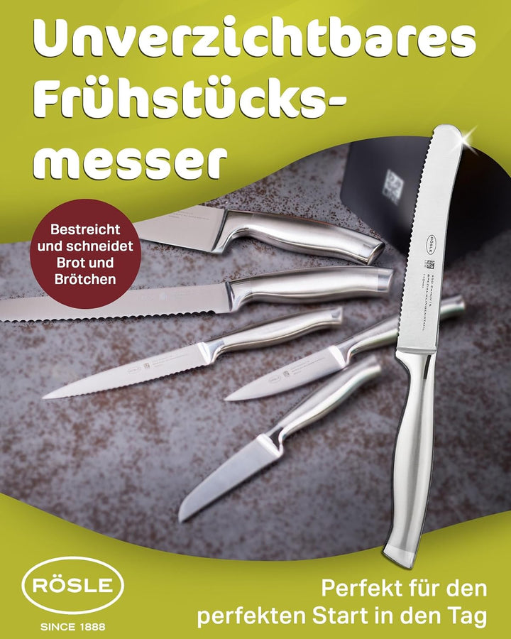 RÖSLE Frühstücksmesser Basic Line - 11 cm, hochwertiges Buttermesser, Brotzeitmesser für Brötchen un