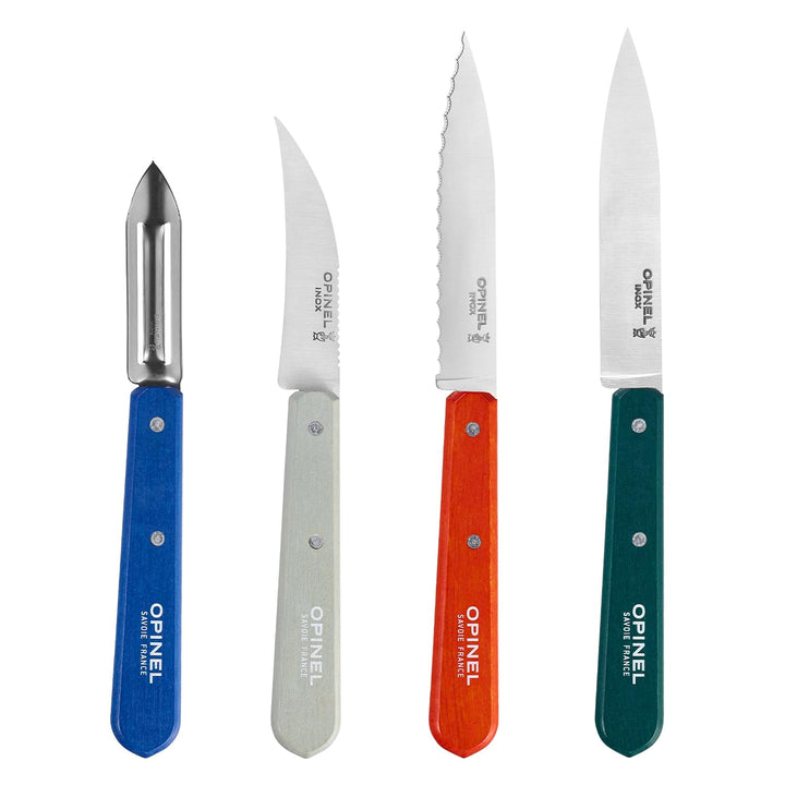 Opinel Essentiels Küchenmesser-Set DU CUISINIER, 4-teilig aus rostfreiem Stahl, 254643