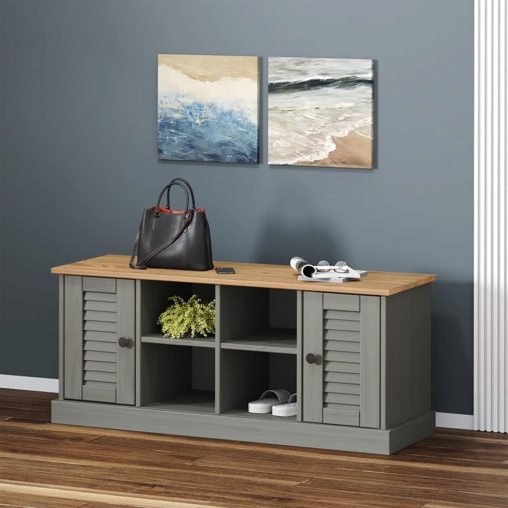 vidaXL Schuhschrank, Schuhregal mit viel Stauraum, Schrank Schuhe mit Metallknöpfen, Schuhkommode Sc