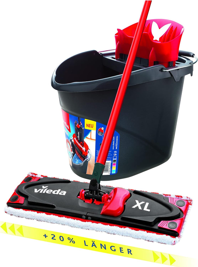 Vileda ULTRAMAX XL Bodenwischer Komplett Set, extra breiter Wischmopp mit Stiel, Mikrofaserbezug und