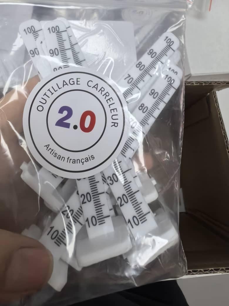 Nivellierlehre 0 - 100 mm für Fluid- und selbstnivellierenden Estrich, Packung mit 50 Stück mit Skal