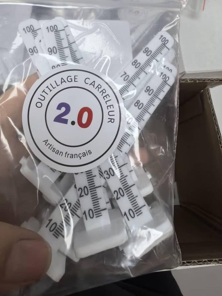 Nivellierlehre 0 - 100 mm für Fluid- und selbstnivellierenden Estrich, Packung mit 50 Stück mit Skal