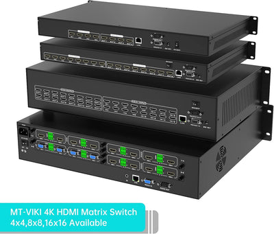 MT-VIKI 4K HDMI Matrix Switch 8x8 mit Web-Control Rackmount Splitter und Switch IR-Fernbedienung RS-