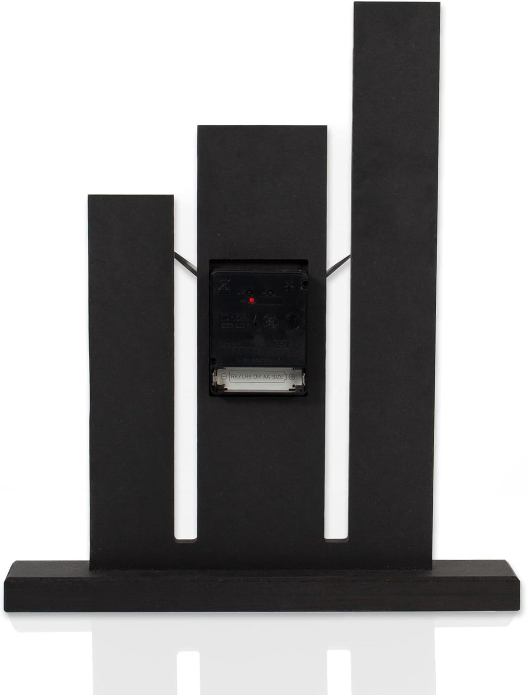 Kreative Feder Designer-Standuhr „Brown Stairs“ aus Holz – Schwarze Tischuhr in modernem Look ohne T