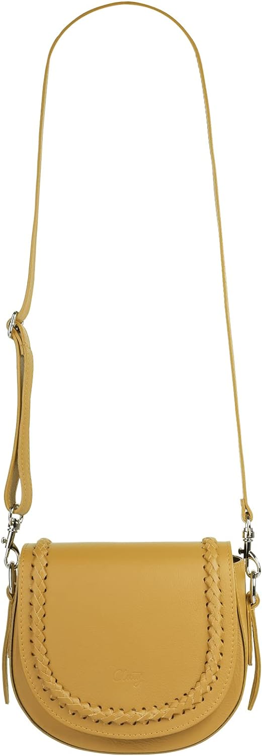 Cluty Umhängetasche echt Leder Damen - 021316 Gelb, Gelb