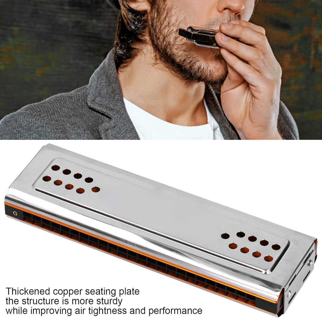 24 Löcher C & G Key Doppelseitige Mundharmonika, Tremolo Mundharmonika mit Box Musikinstrument für A