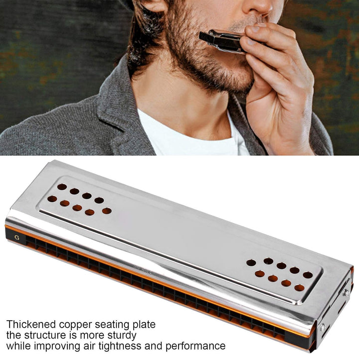 24 Löcher C & G Key Doppelseitige Mundharmonika, Tremolo Mundharmonika mit Box Musikinstrument für A