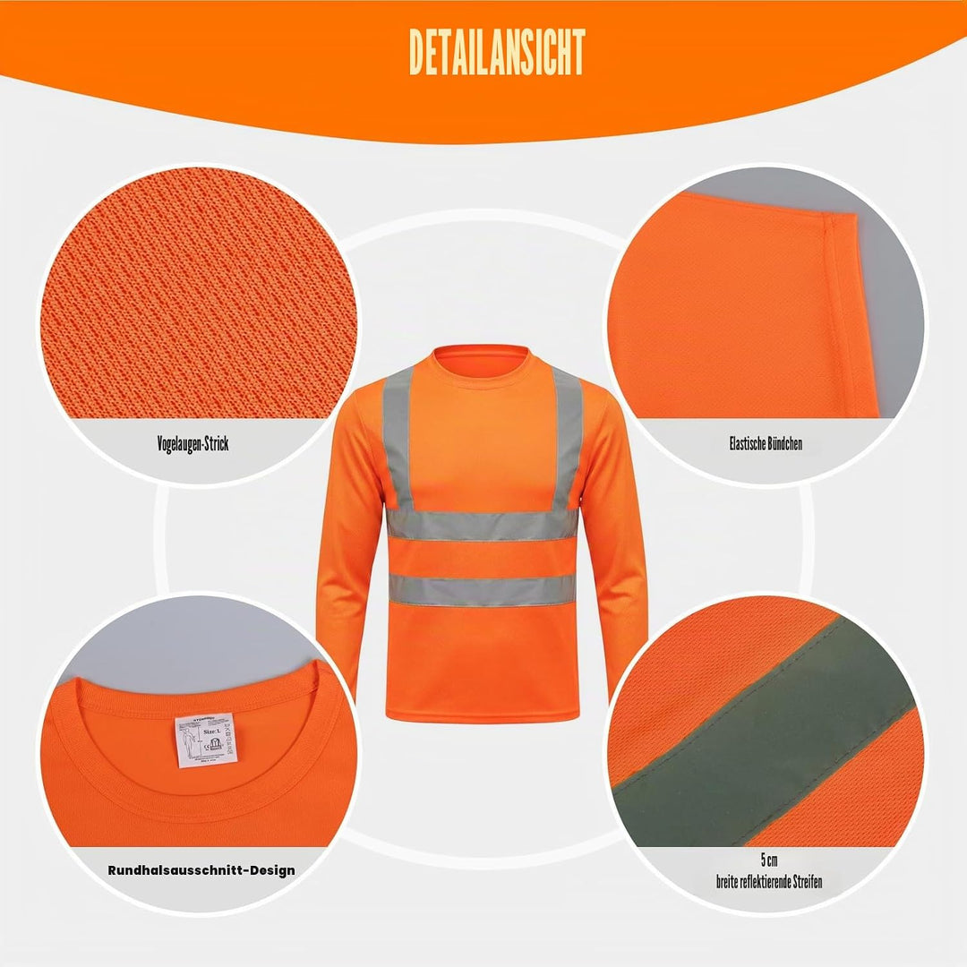 HYCOPROT Warnschutz T-Shirt Warnweste Reflektierend Warnweste Atmungsaktiv Leicht Kurzarmshirt Kurza