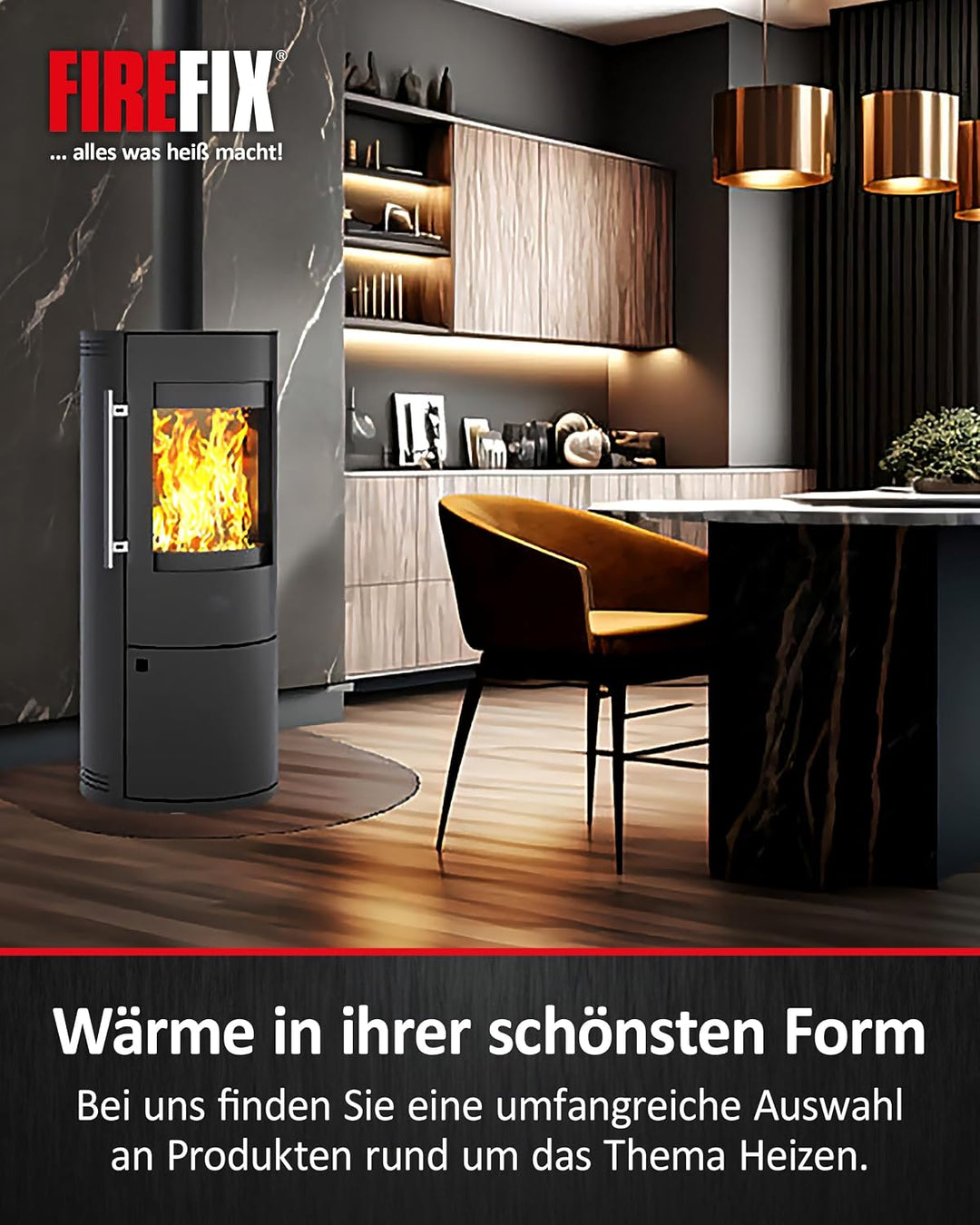 FIREFIX RD150/B45 Ofenrohrbogen I Ofenrohr 150mm aus Stahl für Kaminofen I Beschichtetes Kaminrohr,