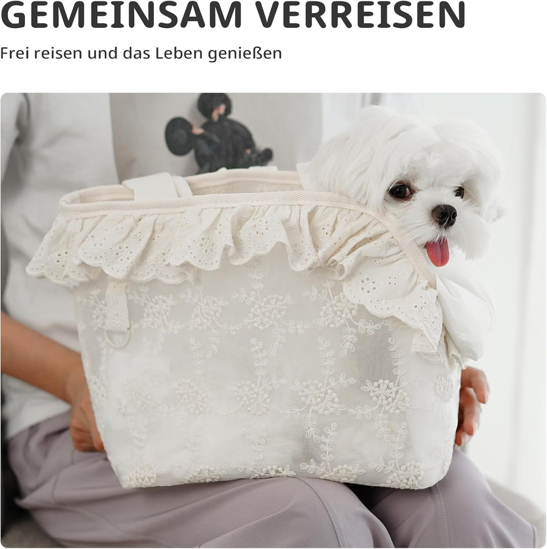 ONECUTE Hundetasche/Tragetasche für Hunde, Spitze, klein, für Hunde und Katzen und Kaninchen, Beige