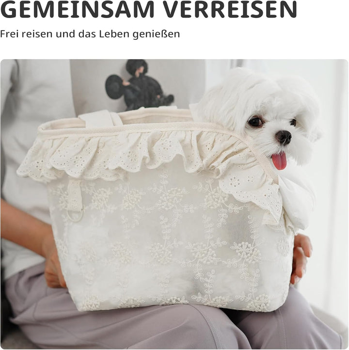 ONECUTE Hundetasche/Tragetasche für Hunde, Spitze, klein, für Hunde und Katzen und Kaninchen, Beige