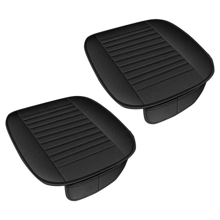 Naapesi 2 Stück Sitzkissen Auto 49x47cm, Atmungsaktiv Auto Sitzauflagen aus Leder &amp; Baumwolle, Autos