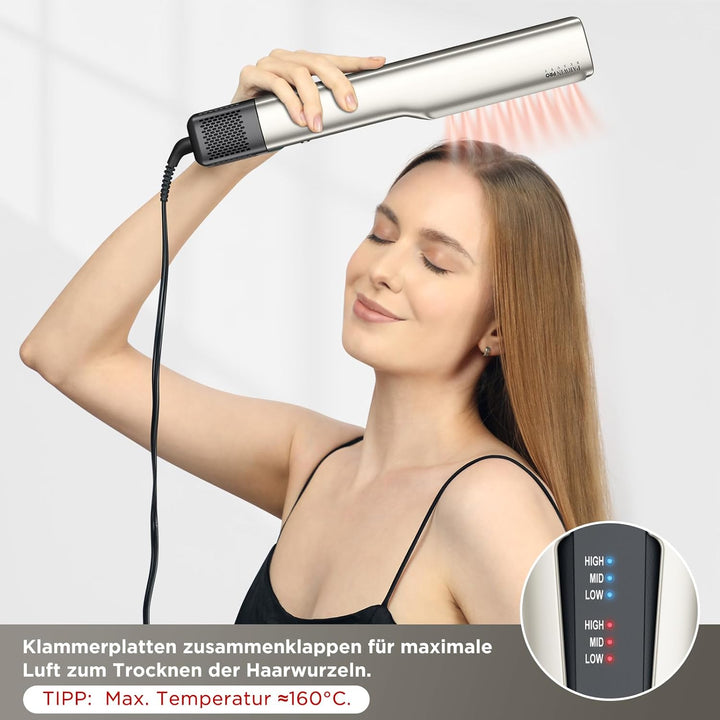 Air Haarglätter, PARWIN PRO BEAUTY Ionen Air Glätteisen, Nass bis Trocken, Ohne Heizplatten, Ohne Hi