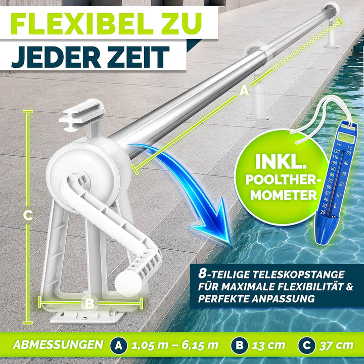 Pool Aufroller Premium 1,05-6,15 m | Aufrollsystem für Solarplane | Aufrollvorrichtung für Poolplane