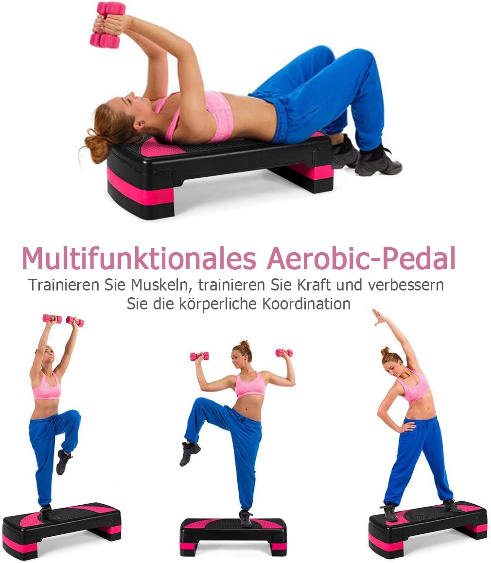 GOPLUS Höhenverstellbarer Stepper, Step-Bench mit 3 Stufen (10/15/20cm), Steppbrett für Aerobic und