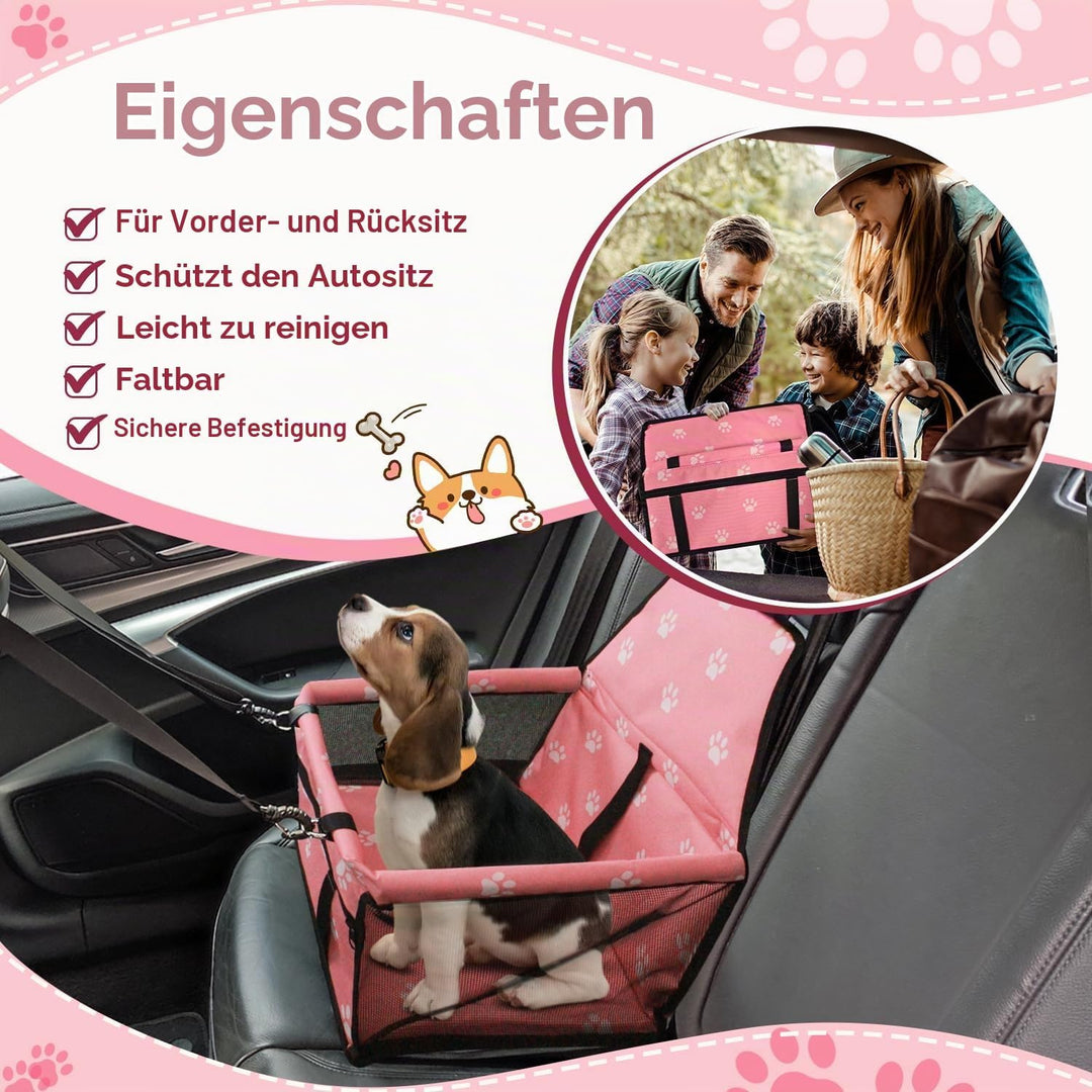 Flagest Hunde Autositz Verstärkt Hundesitz Auto, Oxford Atmungsaktiv Waschbare Hundeautositz, Faltba