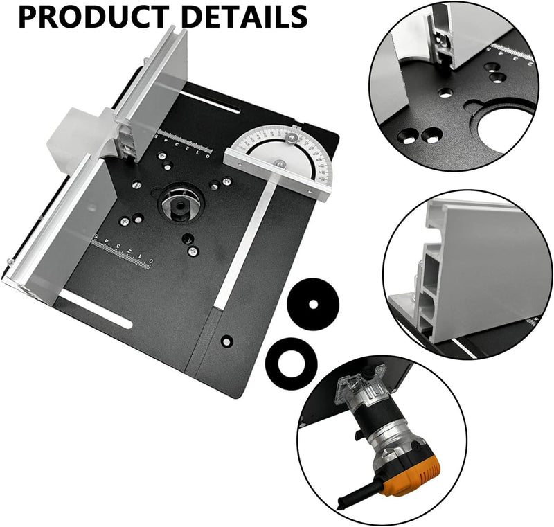 Router Lift, Frästisch für Oberfräsen mit Set 3 Frästisch Einlegeplatten Frästisch für Oberfräsen Pr