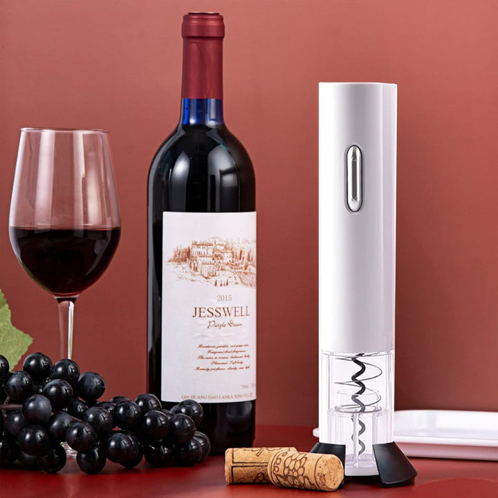 Elektrische Flaschenöffner Set Wein,ABS Korkenzieher Flaschenöffner Geschenk für Senioren (weiss), W