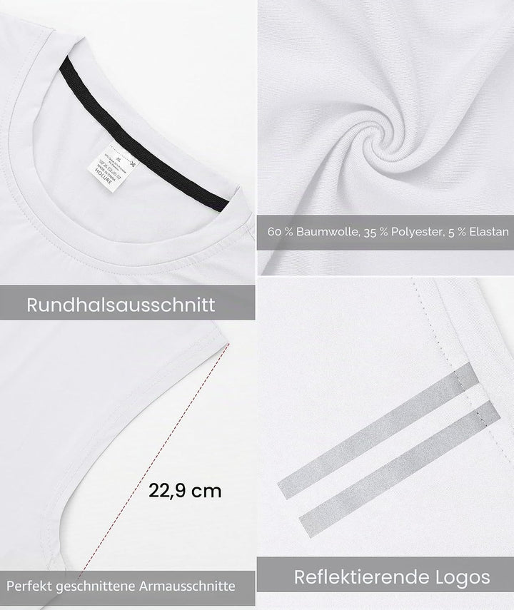 Holure 3er Pack Herren Unterhemden Muskelshirt Workout Tank Tops Unterhemd mit Rundhals-Ausschnitt S