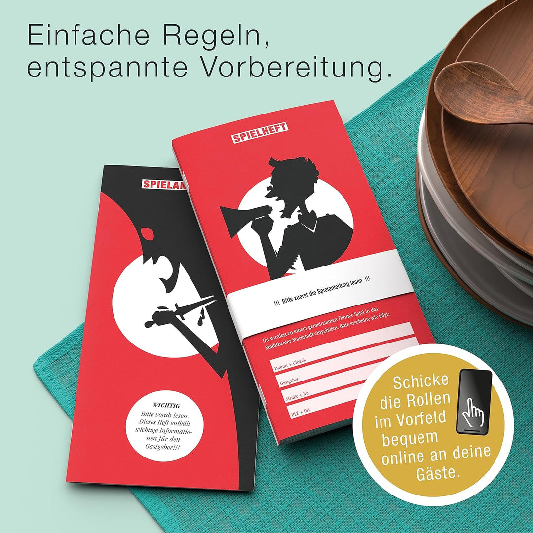 CULINARIO MORTALE® – Tödlicher Ruhm - Krimidinner für Zuhause für 5 bis 8 Personen/unterhaltsames Kr