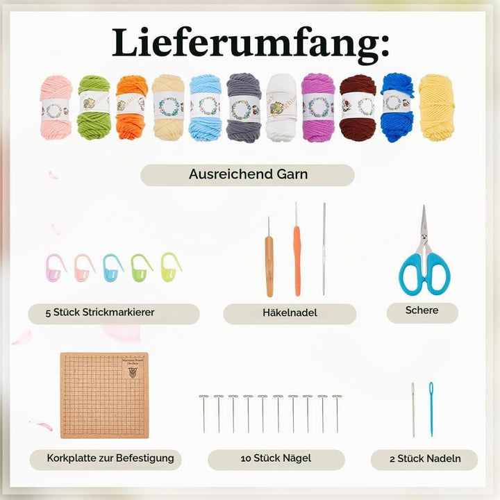 ORIGACH 6 in 1 Granny Square Häkelset Für Anfänger, DIY Starter Häkelset Für Erwachsene Mit Häkelblo