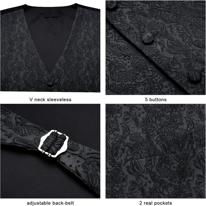 Enlision Anzugweste Herren Hochzeit Paisley Weste und Krawatte Einstecktuch Party Floral Jacquard An