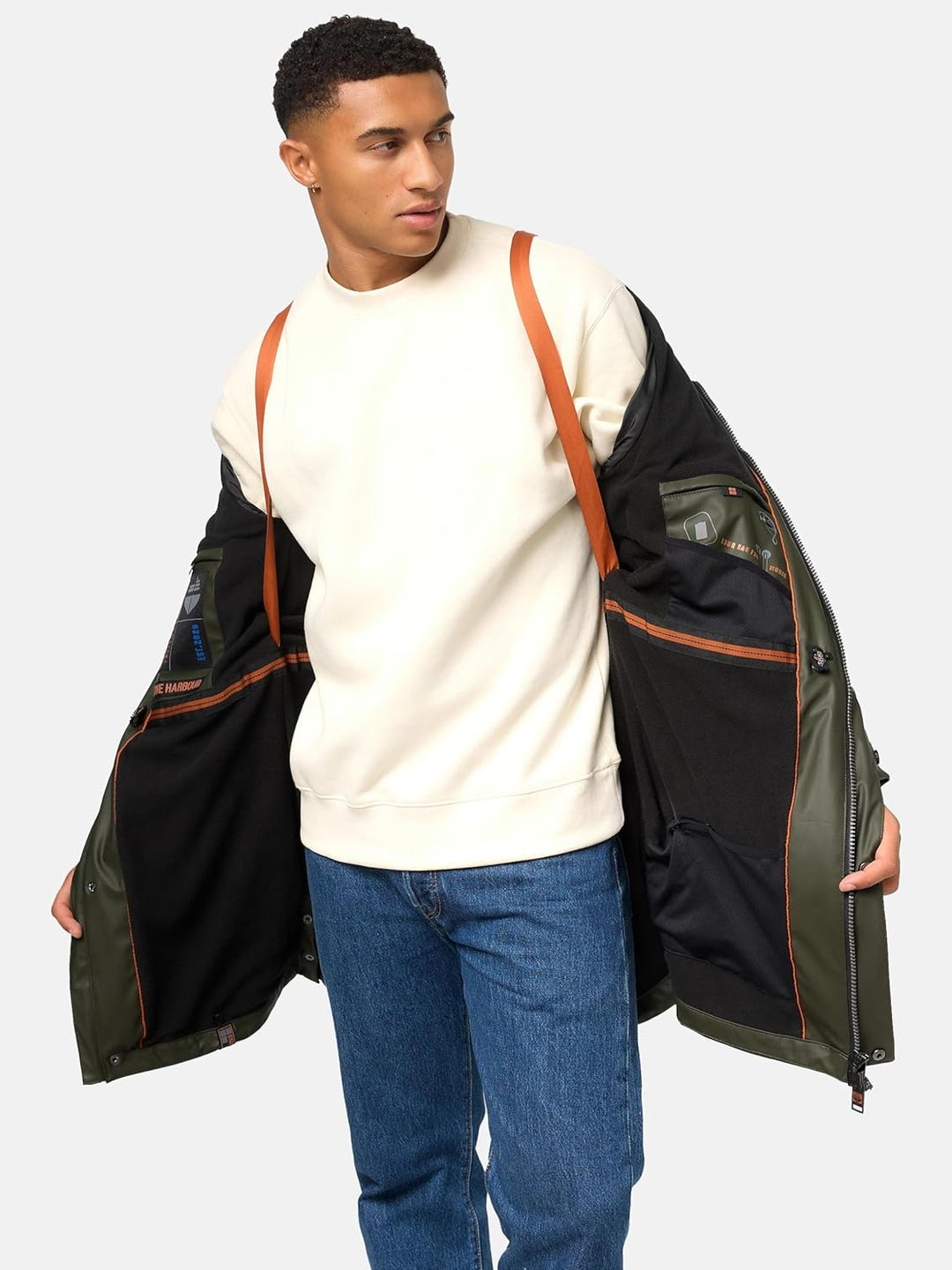 STONE HARBOUR Warmer Regenponcho gefütterter Regenmantel wasserdicht mit innenliegendem Tragegurt un
