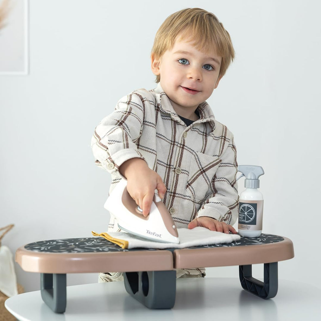 Smoby - Tefal Bügelbrett für Kinder - Faltbare Mitnehm-Spiel-Bügelstation mit Spielzeug-Bügeleisen &