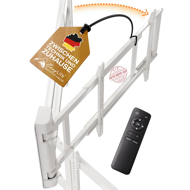 EasyLife – Elektrische, Schwenkbare TV-Wandhalterung mit Auto-Drive-Out, Ultraschlank 56mm, leiser M